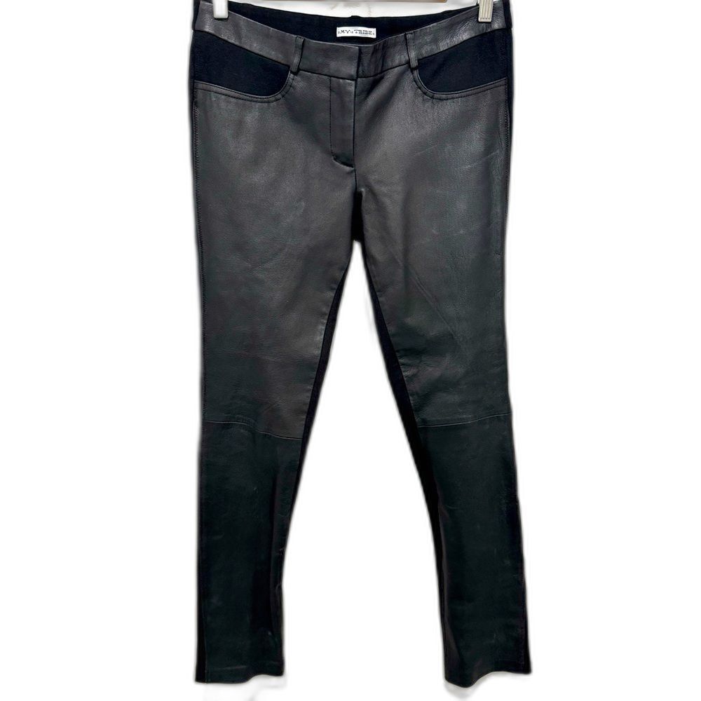 Leather Pants Women's Stretch Slacks Leggings Sz M Straight Leg Black Bikercore
